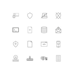 Cyber security linear thin icons set outlined vector