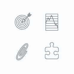 puzzle graph charts and target icons vector image