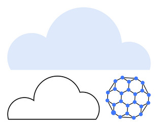 cloud computing concept with blue and outline vector image