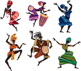 Ethnic Dancing Figures Vector Image