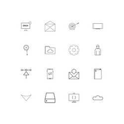 Internet technologies linear thin icons set vector