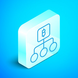 isometric line blockchain technology bitcoin icon vector image