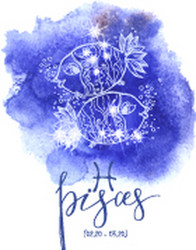 Pisces Zodiac - Watercolor Vector Image