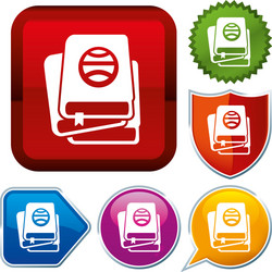 set shiny icon series on buttons planet book vector image