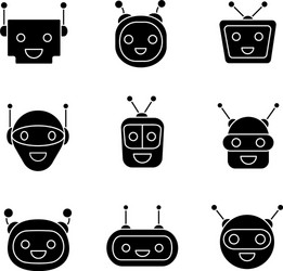 Chatbots glyph icons set vector