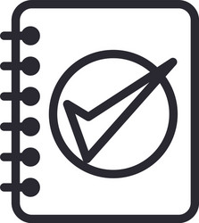 check mark in notebook line style icon vector image