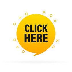 icon with click here 3d button on white background vector image