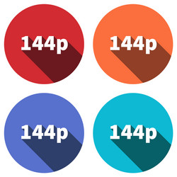 144p resolution icon with long shadow for web vector