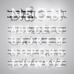 realistic neon font with wires and console vector image