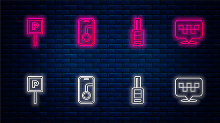 set line city map navigation car key with remote vector image