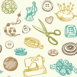 Seamless pattern with sewing tools Royalty Free Vector Image