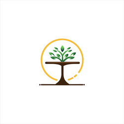 a tree symbol resembling dining table evoking vector image