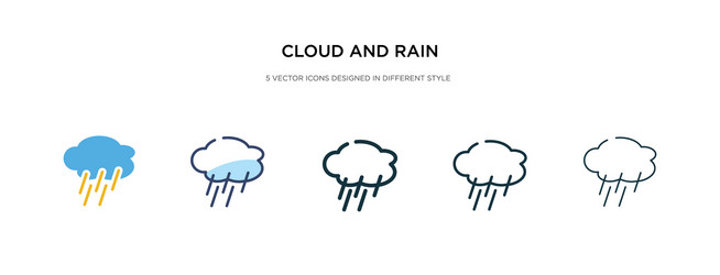 Cloud and rain icon in different style two vector