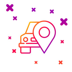 color line map pointer with taxi icon isolated vector image