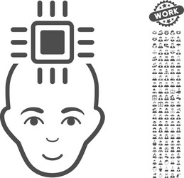 neural computer interface icon with bonus vector image