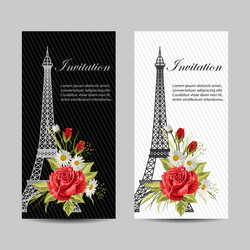 set vertical banners with eiffel tower vector