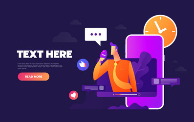 chatting via internet using mobile phone vector image
