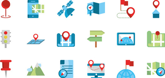 gps map and navigation icons collection vector image
