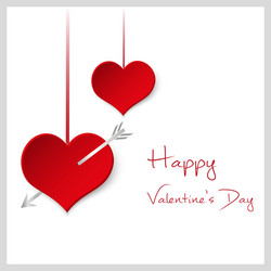 happy valentine with hanging red hearts arrow vector