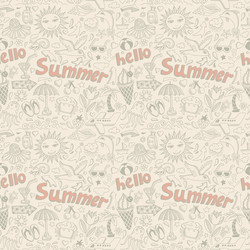 seamless pattern with sketch drawing summer vector