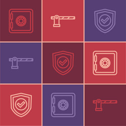 set line safe shield with check mark and parking vector image