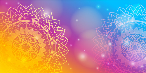 Background design with mandalas on rainbow vector