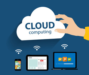 cloud computing concept on different electronic vector image