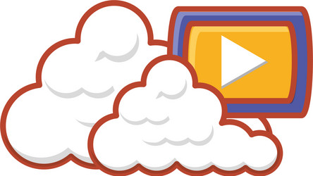 Cloud computing server with media player button vector