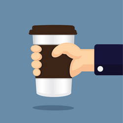 coffee glass in hand cartoon vector