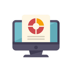 desktop computer displaying pie chart analysis vector image