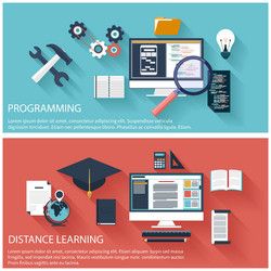 Online Coding & Distance Learning vector image