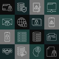 set line document and lock identification badge vector image