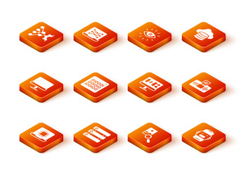 set processor cpu server data computer monitor vector image