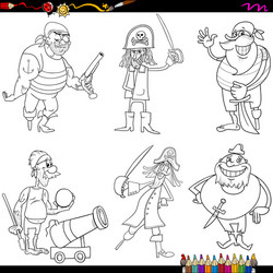 Fantasy pirates cartoon coloring page vector