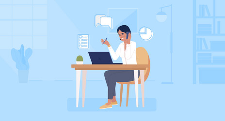 Phone sales rep flat color vector