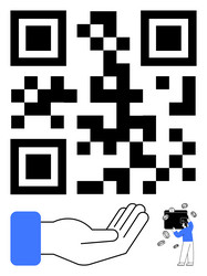 qr code with open hand and wallet vector image