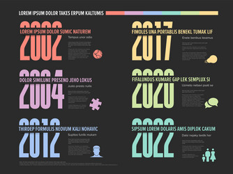 six milestone timeline template with big year vector