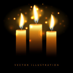 burning realistic magic candles vector