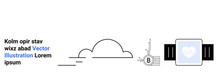 cloud secure bitcoin network and heart monitor vector image