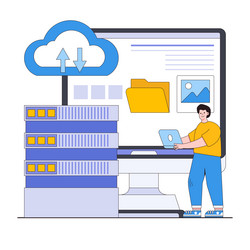 data backup and recovery concept with characters vector image