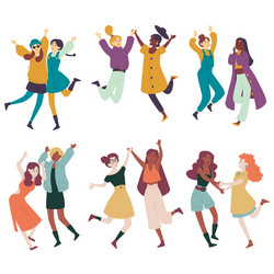 Diverse Women Dancing Together Vector Image