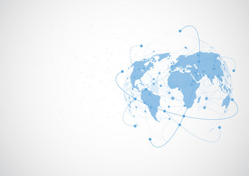 global network connection world map point vector image