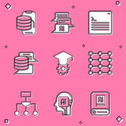 set cloud technology data transfer chat bot web vector image