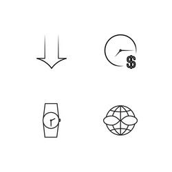time linear icons set simple outline vector image
