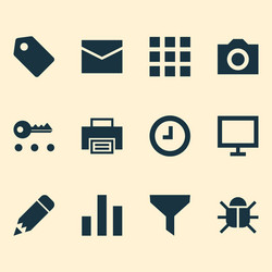 user icons set with print display wait and other vector image
