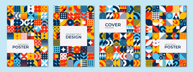 abstract poster with geometric shapes and patterns vector image