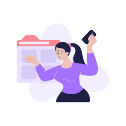 female user scrolling social networking vector