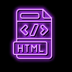 html file format document neon glow icon vector image