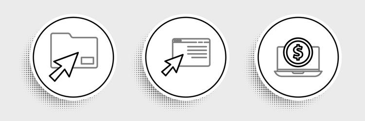 set line laptop with dollar cursor click document vector image