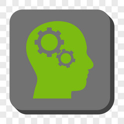 brain gears rounded square button vector image